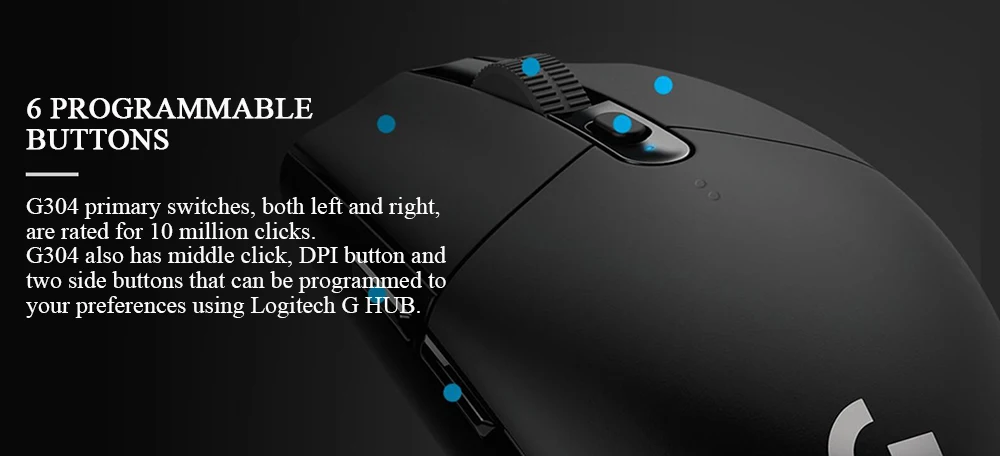 Беспроводная мышь logitech G304, игровая мышь, беспроводная, 2,4 ГГц, с 12000 dpi, оптическая мышь от logitech для overwatch и мышь для геймера
