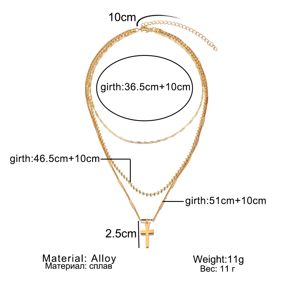 

Vienkim Trendy Gold Color Layered Necklace Choker Chain Boho Simple Cross Pendant Necklace For Women Jewelry Friendly Gift 2019