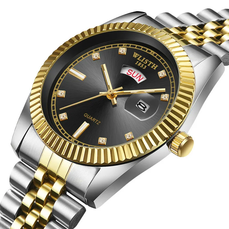 2019 часы мужские наручные Стальные Мужские кварцевые золотые классные montre