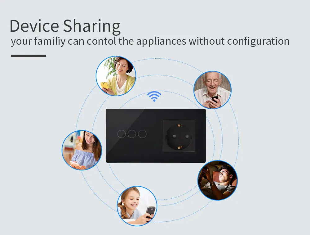 Bingoelec wifi сенсорный выключатель стандарт ЕС 3 банды 1 способ кристалл стеклянная панель Германия розетка настенный переключатель Беспроводное управление через приложение Tuya