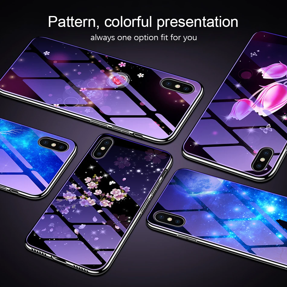 Crauch чехол из закаленного стекла для телефона iphone 7 8 цветок противоударный