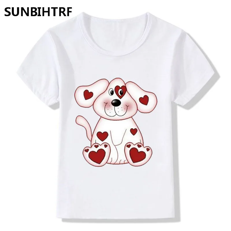 2018 Детские Забавные футболки с принтом любовь и Собака летние топы короткими