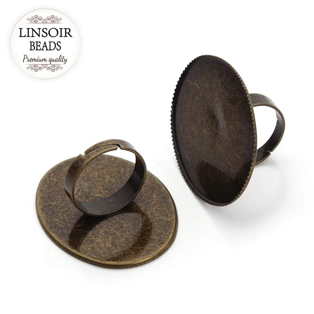 Регулируемое кольцо без камней пустое основание под античную бронзу 10 шт./лот 30x40