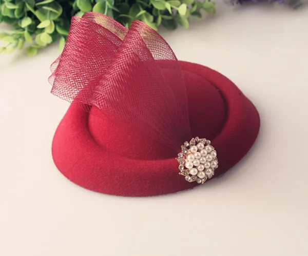 Украшенный вуалеткой головной убор Pillbox Свадебные шляпы Вуалетка основа с брошью