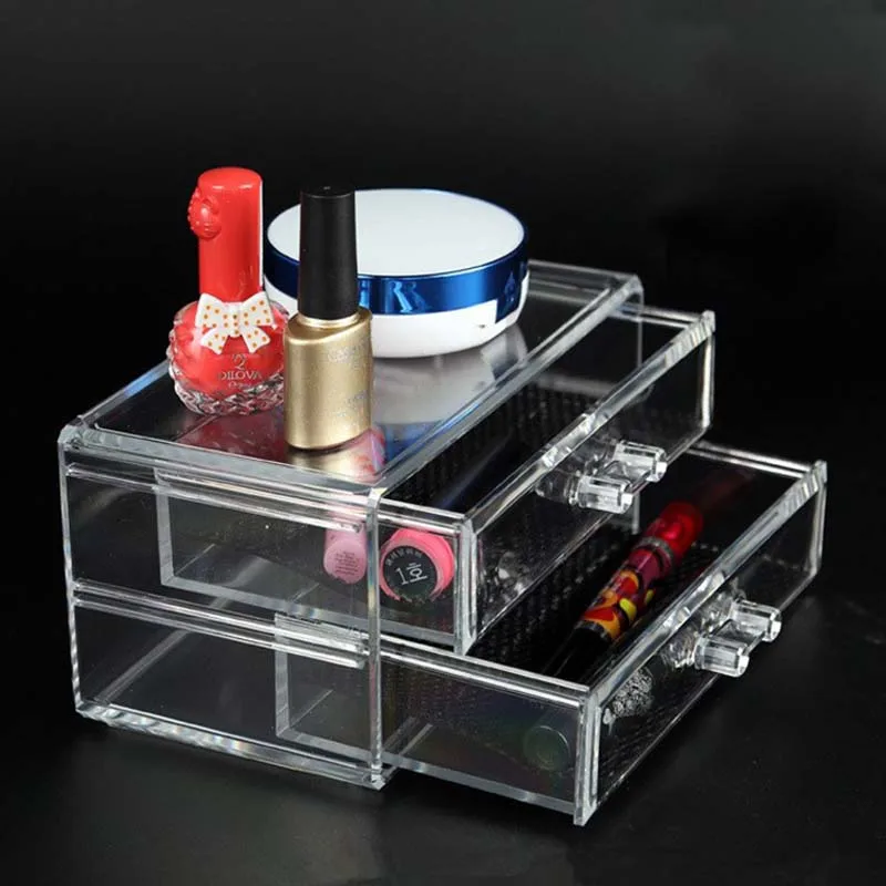 

2 Layers Transparent Acrylic Storage Drawer Makeup Organizer Table Jewelry Cosmetic Storage Box Home Sundries Storage Holders