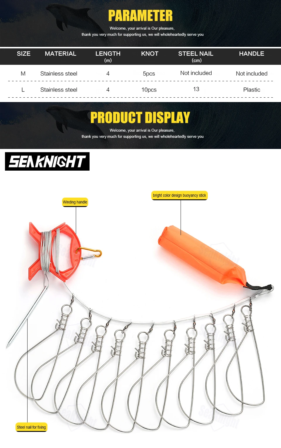 SeaKnight инструмент для рыбы SK001 Пряжка для живой рыбы 4 м/13 футов трос из нержавеющей стали рыболовные аксессуары рыболовные снасти