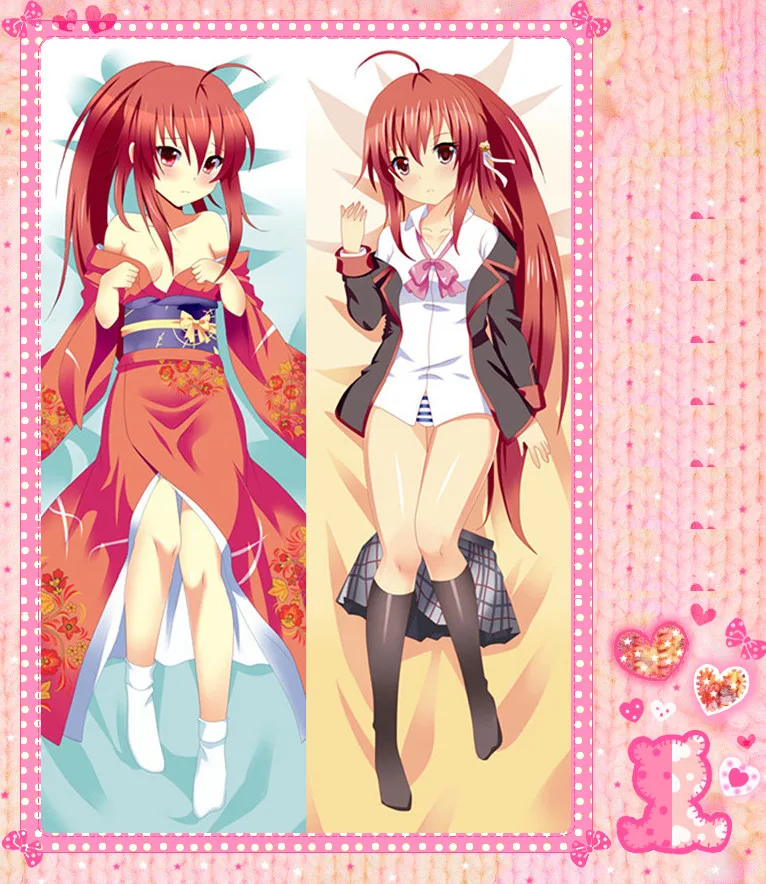 

Anime Cartoon little busters Double Bolster Hugging Pillow Case Pillow Cover Pillowcase Peach Skin 2 Way No.7023