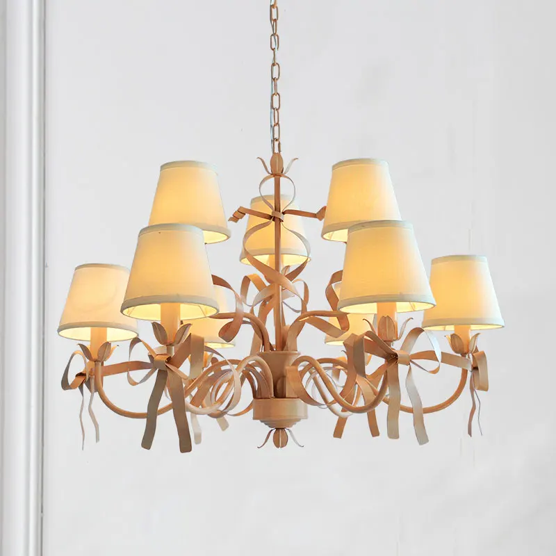 

wedding decor Pink Chandelier Lighting Bow Lamp children light LED suspension Light North European Bedroom decor Chandeliers