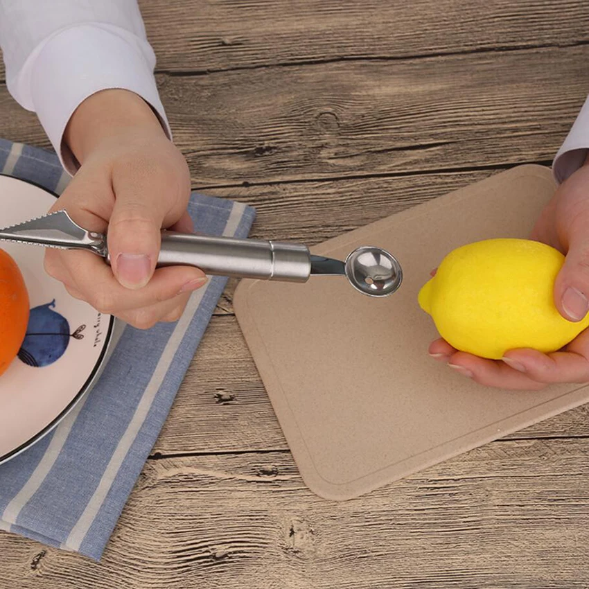 1 шт. 2 в двойной нож для резьбы по фруктам дыни мороженого ложки шарики