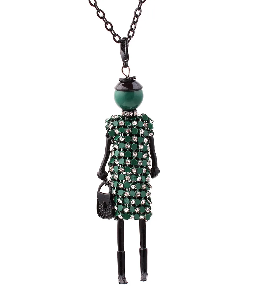 Ожерелье с куклой для милой девочки длинная цепочка макси ожерелье кристаллами