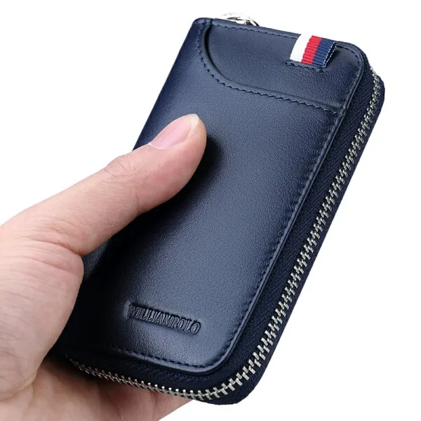 Blue No Hook Plate Мужские кошельки для ключей из натуральной коровьей кожи, мужские тонкие мужские модные роскошные автомобильные держатели для ключей, органайзер, чехол на молнии, ключница - Цвет: Blue No Hook Plate