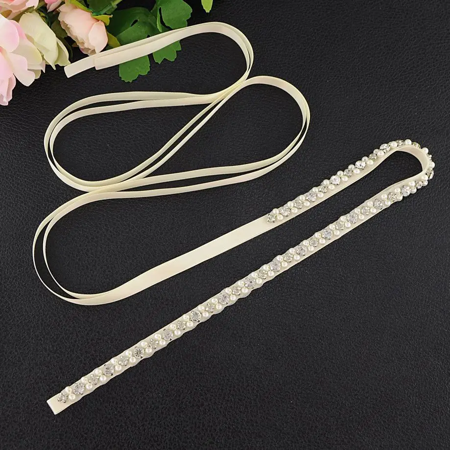 JLZXSY ручная работа тонкий кристалл жемчуг Женский Свадебный ремень для подружек