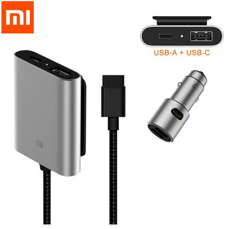 Original Xiaomi Car Charger QC3.0 Fast Version Extended Accessory parts quaick charge USB-A USB-C Dual Port Output Smart Car