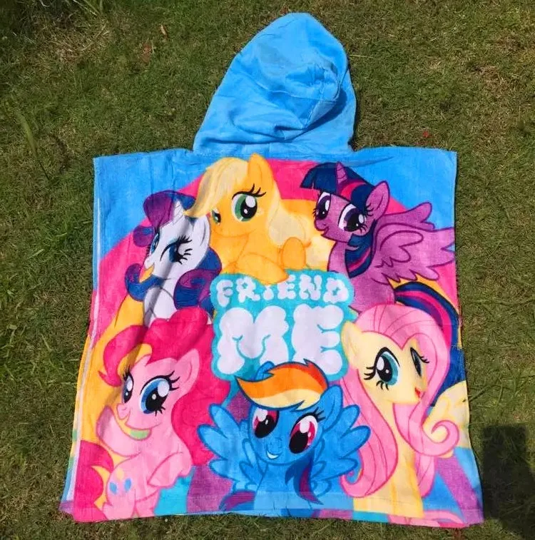 Хлопок пират с принтом мультфильма My Little Pony детская Для ванной Полотенца с капюшоном Полотенца мультфильм плащ пляжные Полотенца для детей