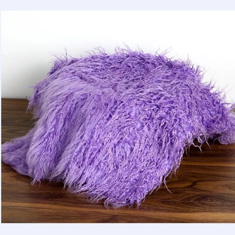 purple Newborn Baby Soft Faux Fur Photograph Prop Blanket Infant Sleeping Swaddle Blankets Baby Shower Gift 50x80cm - Цвет: purple