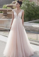 newest hand beaded embroidered backless 2020 beach prom dresses v neck tulle nude sexy gown prom dresses abendkleider