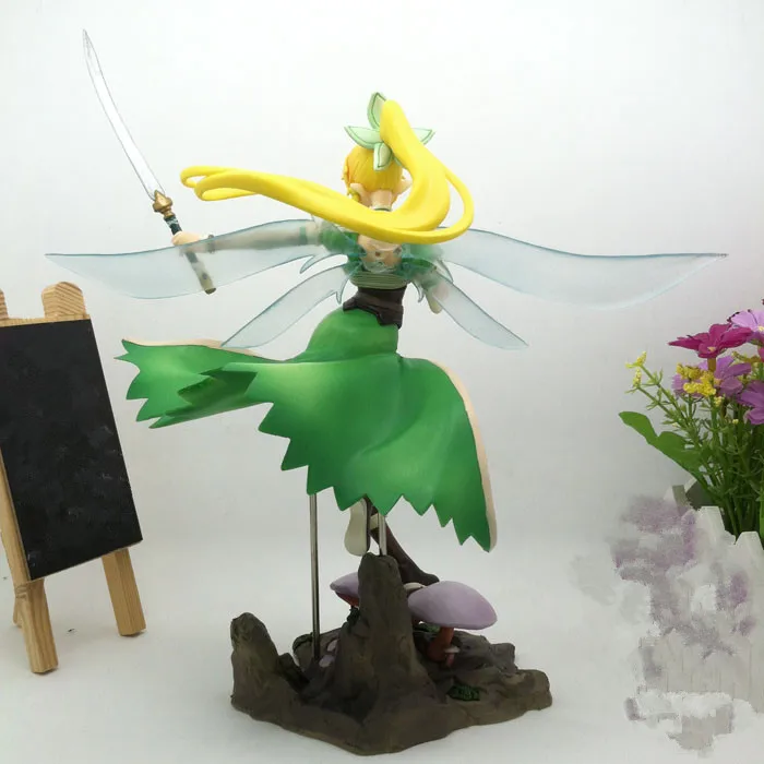 10'' New Arrival Sexy Japan Anime Action Figure Sword Art Online Fairy Dance Leafa Green Dress Fighting Ver Model PVC 25cm Doll |