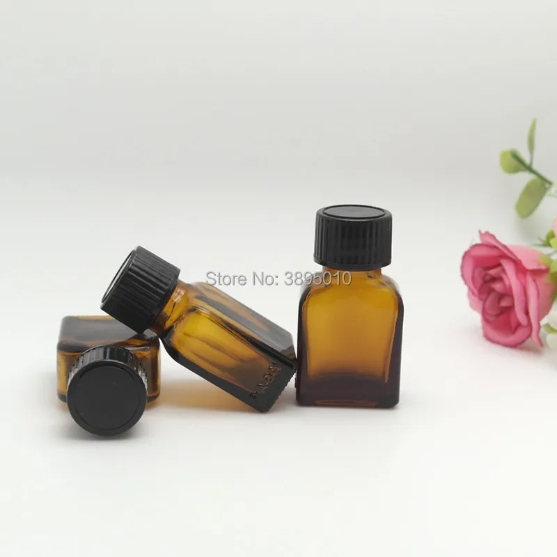 8 мл янтарная стеклянная бутылка эфирного масла редуктор и колпачок флаконы из