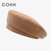cokk beret female winter hats for women flat cap solid color wool vintage boina feminina england painter cap gorras planas new
