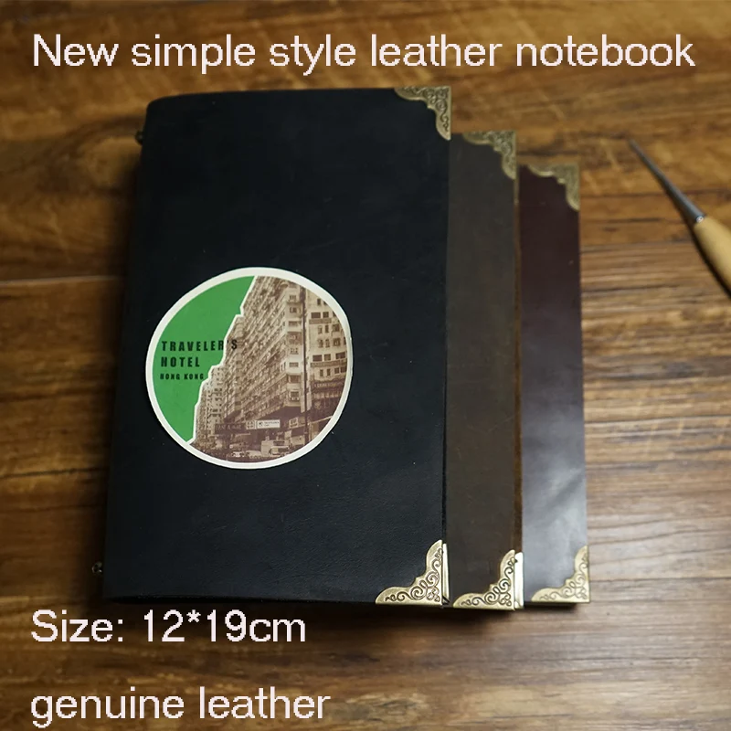New handmade genuine journal leather travelers notebook writing pads kraft paper high quality spiral  school supplies notebook