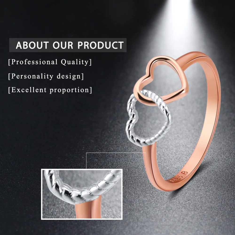 ORSA JEWELS, настоящее 925 пробы, серебряные женские кольца, уникальный дизайн с двойным сердцем, романтическое кольцо, модное ювелирное изделие, подарок для девочки SR65