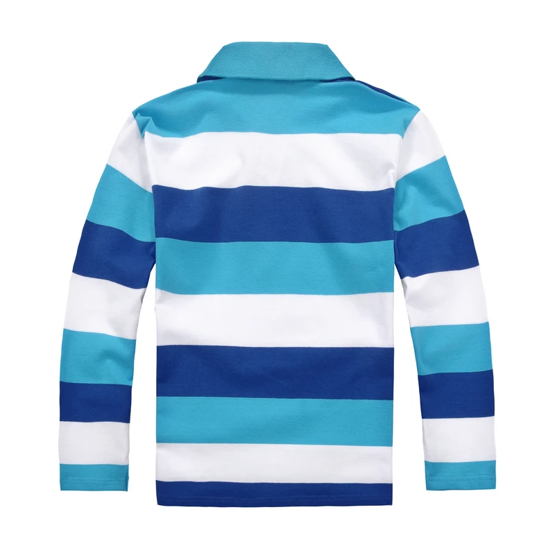 High quality 4-12 years old boy polo shirt long sleeve shirt lapel round neck striped solid color cotton T-shirt
