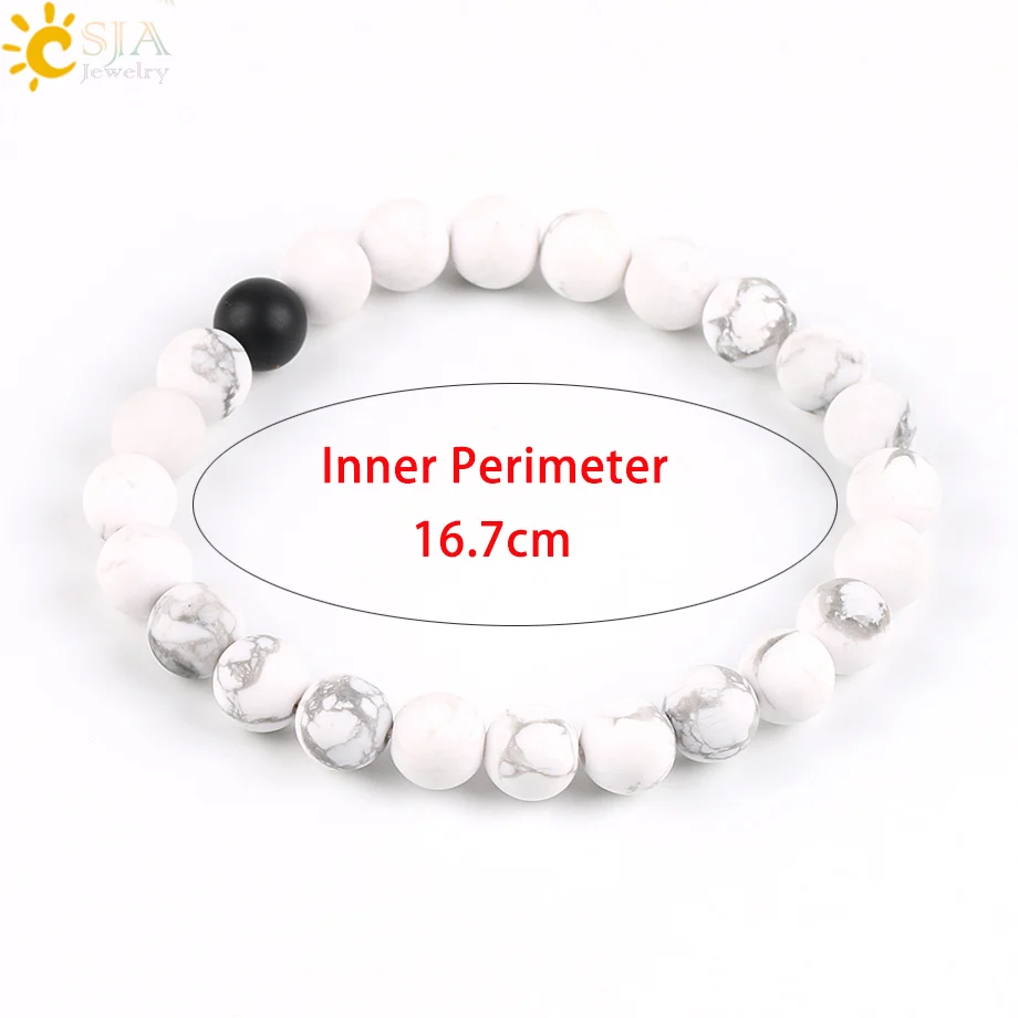 Браслеты CSJA для влюбленных пар балансирующие ювелирные изделия черные и белые