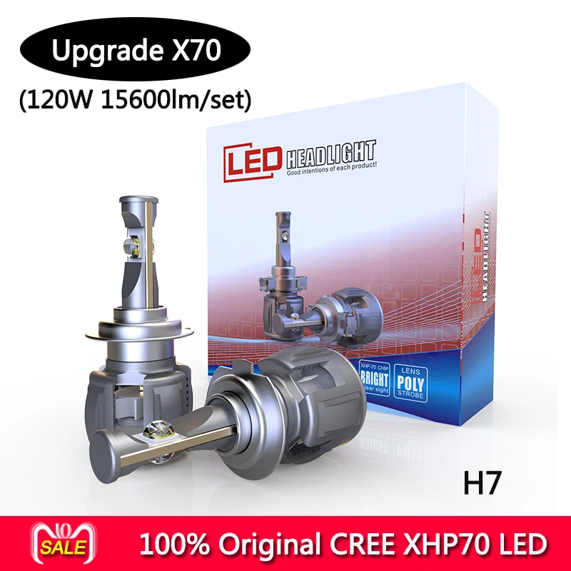 

Новое обновление XHP70 импортный светодиодный авто фары 1 комплект 15600lm 120 Вт X70 CR-EE P70 5202 H7 светодиодный автомобильный фонарь 6000 К с белым цветом