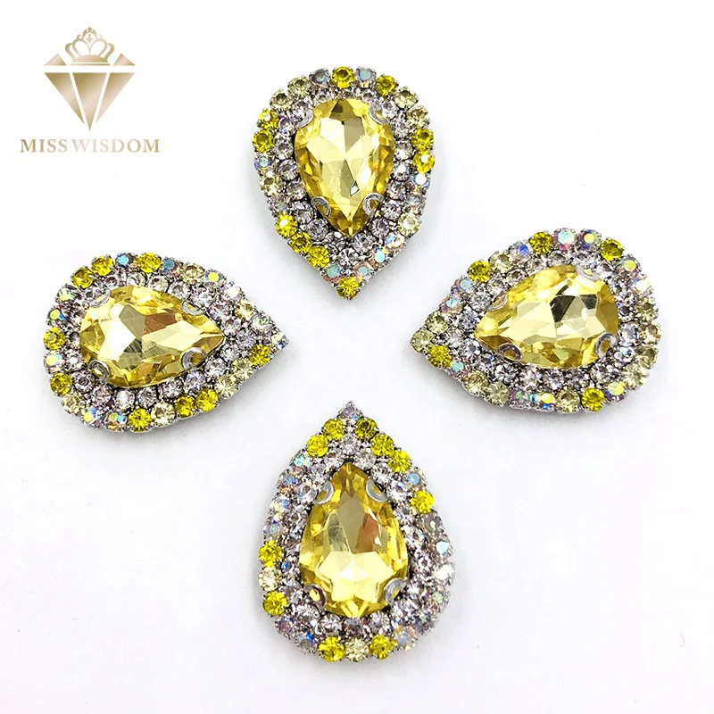 10X14mm светильник желтое стекло двухрядная цепочка окружающие каплевидные стразы