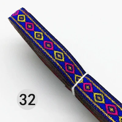 32 7 м/уп. 12 мм Широкий цветочный принт корсажная лента бант для волос/Рождество/свадьба DIY шитье ремесло кружевная ткань - Цвет: 32