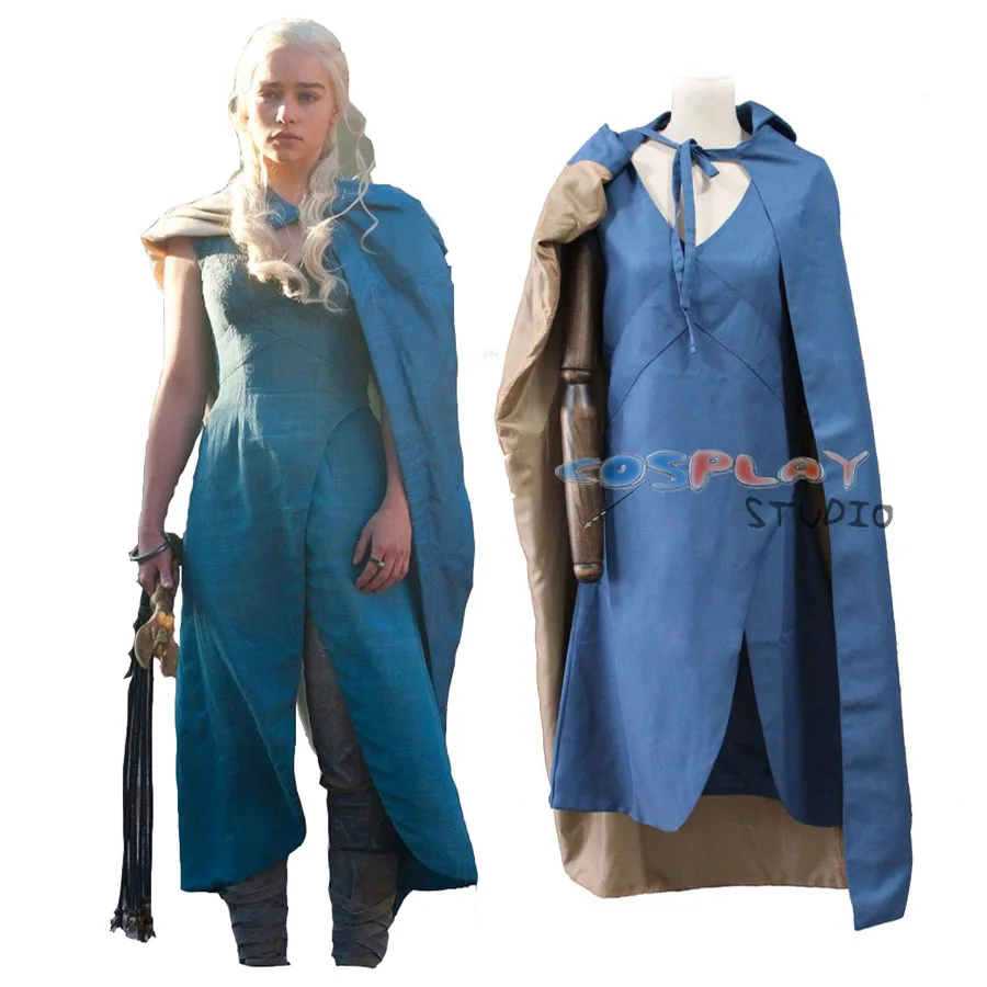 Игра Престолов Дейенерис Таргариен костюм Голубое платье накидка песнь ледяного