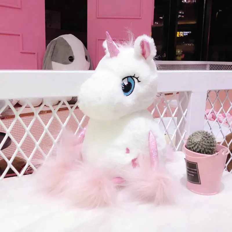 White and pink 1 шт. 35/60-сантиметровые прекрасные единорог с длинным шлейфом для девочек мягкие Kawaii Мягкие плюшевые игрушечные единороги для детей Творческий подарок на день рождения для девочек - Цвет: White and pink