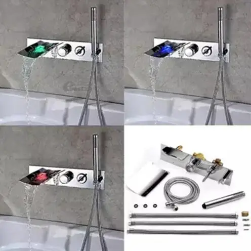 Ванная комната настенный латунный Матовый никель LED Водопад ванна Наполнитель