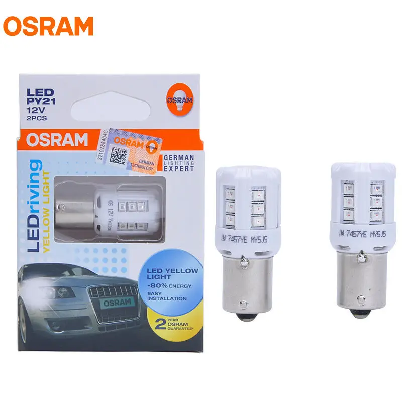 OSRAM светодисветодиодный PY21 7457YE PY21W 12V 1W желтый цвет riving Автомобильные