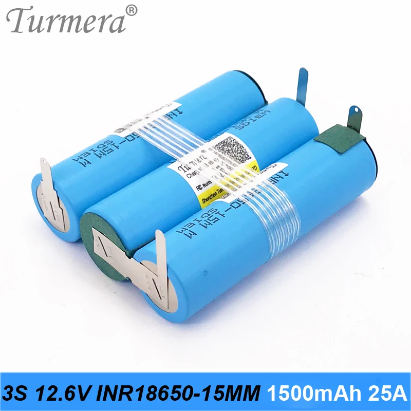 Батарея Turmera 18650 15M inr18650-15MM 1500mah 25A 10 8 v 12 6 аккумулятор упаковка для отвертки