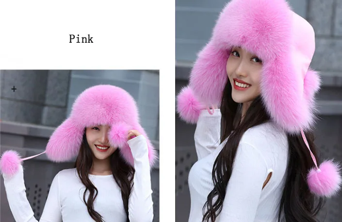 19 nuevo invierno ruso натуральный Лисий sombrero de piel caliente Venta caliente buena calidad piel de zorro bombardero sombreros g