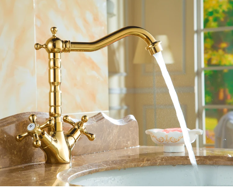 Позолоченный смеситель для раковины 2 вида | Обустройство дома
