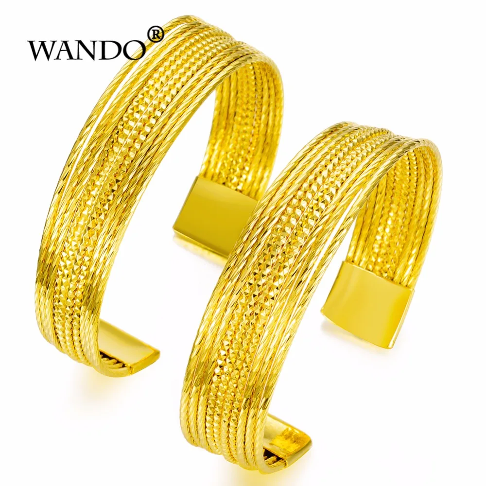 

WANDO 2pcs/lot Arab Bangle for Women Gold Color Jewelry Fashion Bracelet Trendy Jewelry Ethiopian Wedding Africa Bride b54
