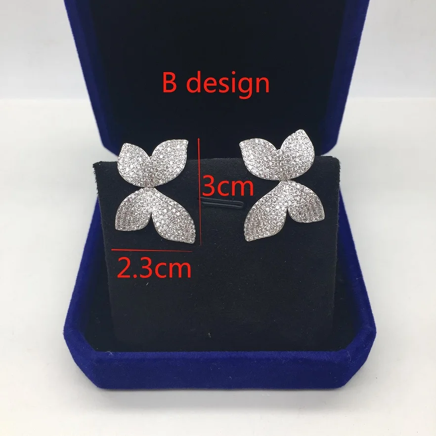 B silver Серьги Brincos, циркониевые серьги, уникальный дизайн, Геометрическая Роза, в форме цветка, Cz, проложенные, элегантные серьги для женщин - Окраска металла: B silver