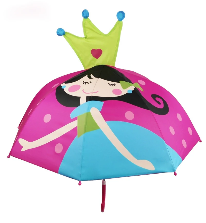 Crown princess Милый мультяшный детский зонтик, анимация, креативный, длинный, с 3D ушками, моделирование, детский зонтик для мальчиков и девочек - Цвет: Crown princess