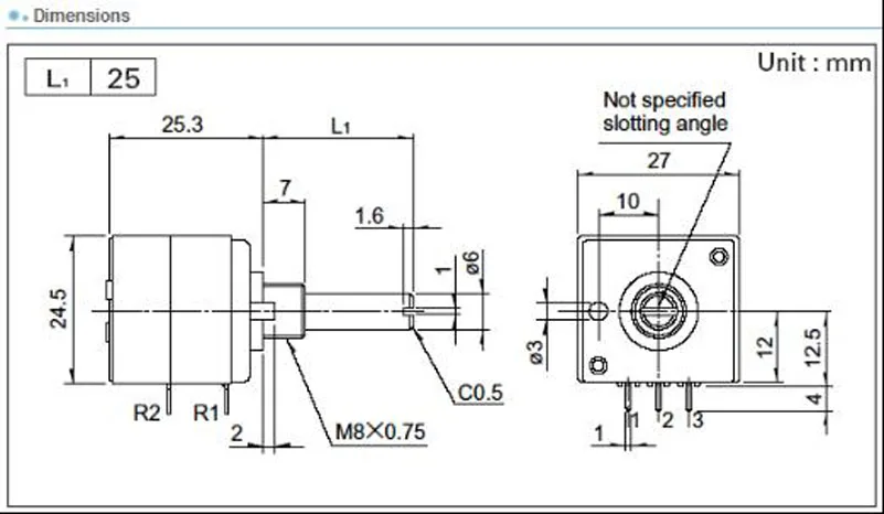 Логарифмический стереопотенциометр ALPS RK27 2 режима 10K/20K/50K/100K/250K/500K | Обустройство