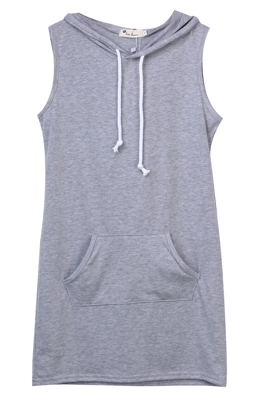 Новинка женское облегающее платье с капюшоном пуловер без рукавов повседневная