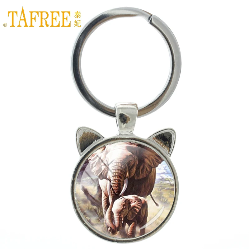 TAFREE Слон-брелок брелок с большой фигурой животных круглый стеклянный