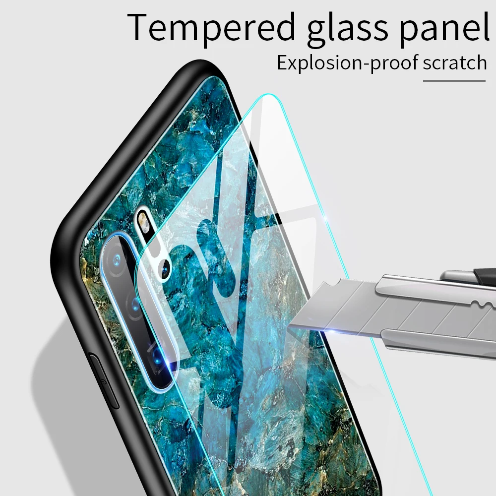 Цветной градиентный чехол из закаленного стекла для телефона Huawei P20 Pro Lite Nova 3E 4E P30