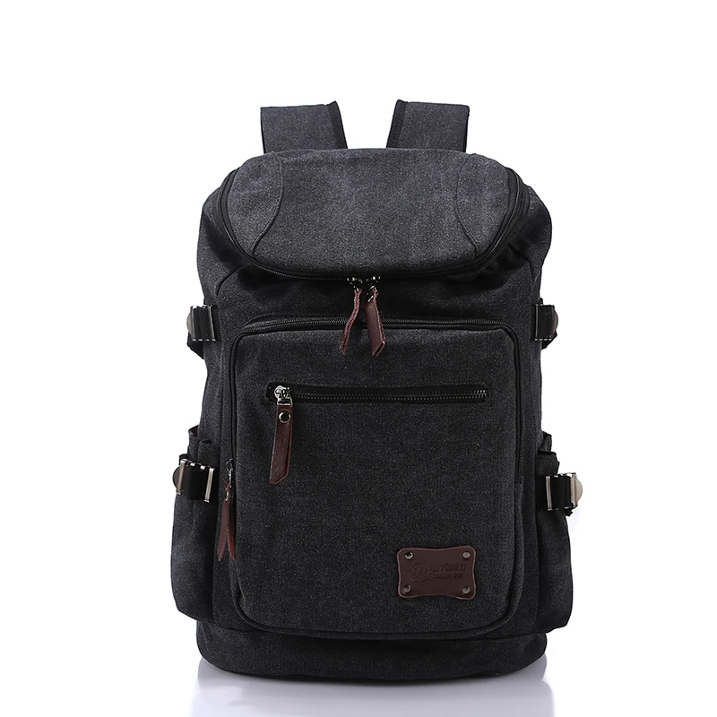 

Men's Fashion Canvas Backpack Big Zipper Solid backpack school bags Travel Bag mochila masculina High Quality for men