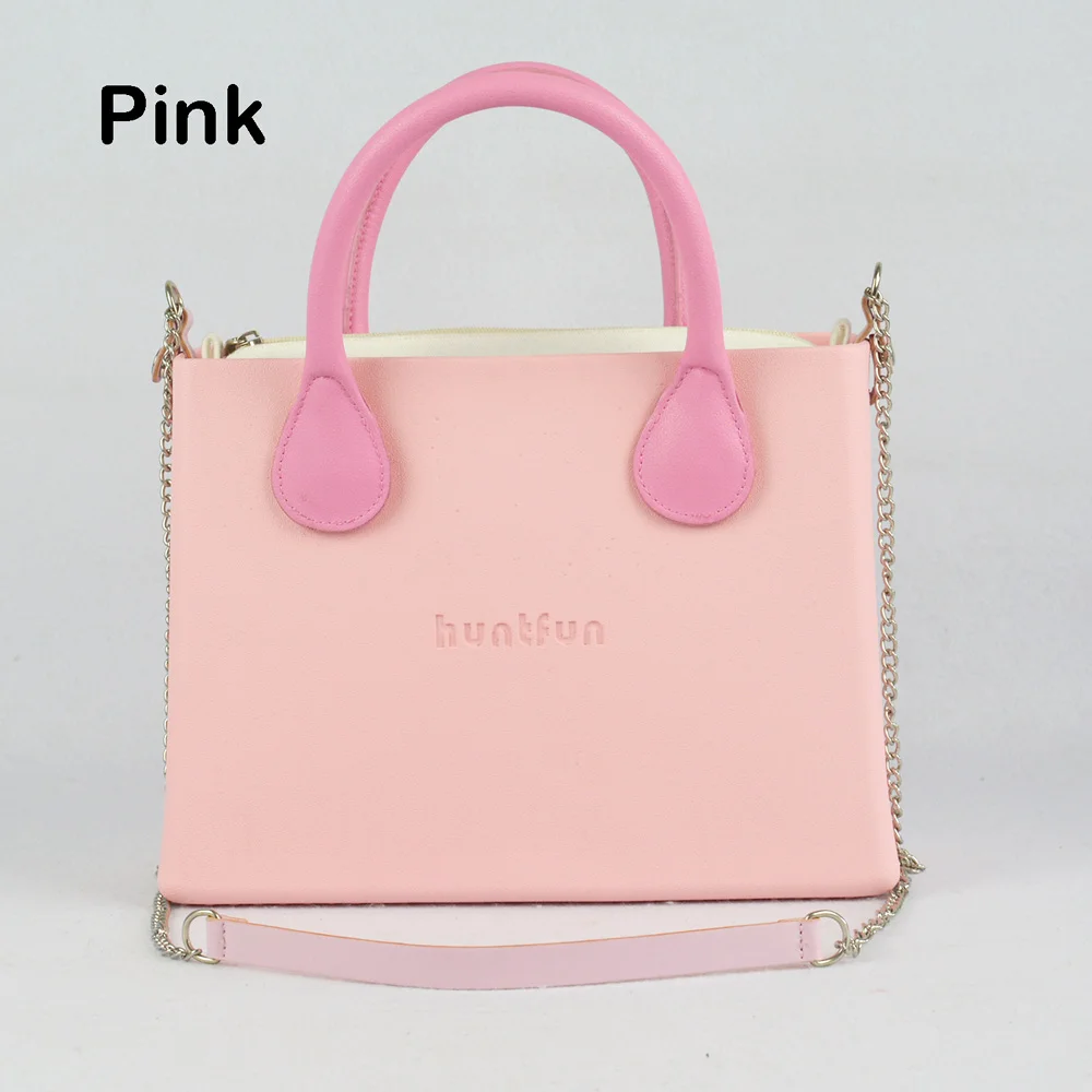 pink Новинка, стильная силиконовая квадратная сумка из ЭВА huntfun с кожаной ручкой, через плечо, на цепочке, водонепроницаемая женская сумка - Цвет: pink