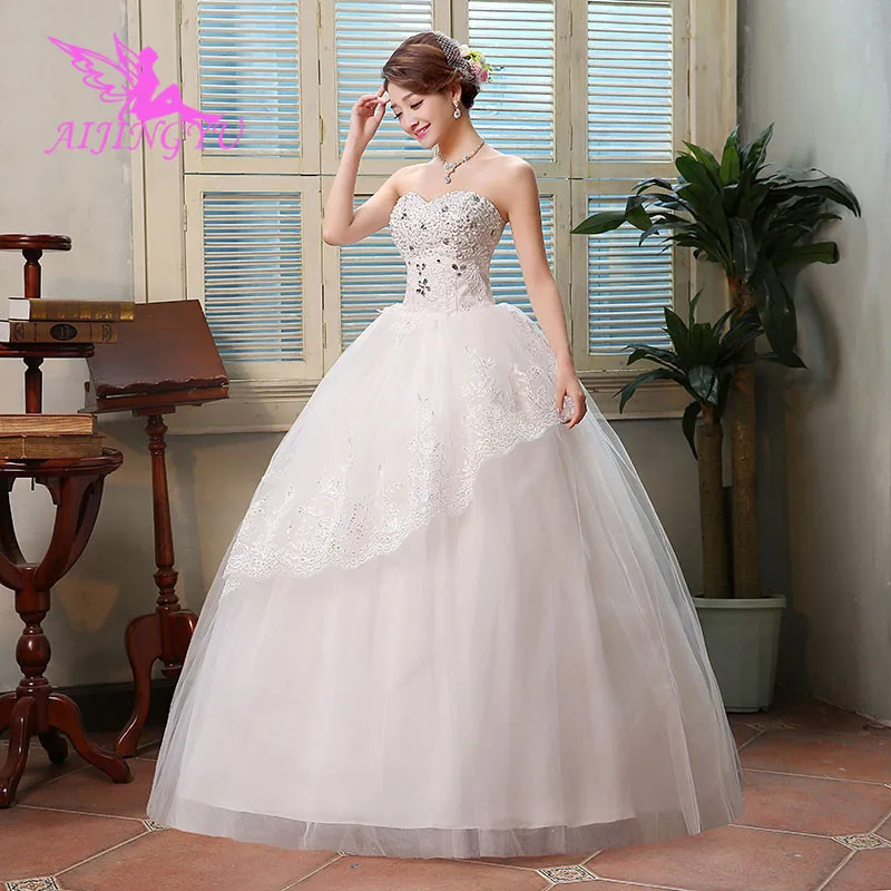 

AIJINGYU 2021 ivory Customized new hot selling cheap ball gown lace up back formal bride dresses wedding dress WK594
