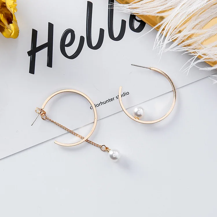 2017 трендовые женские модные серьги Brinco Асимметричная круговая цепь Имитация