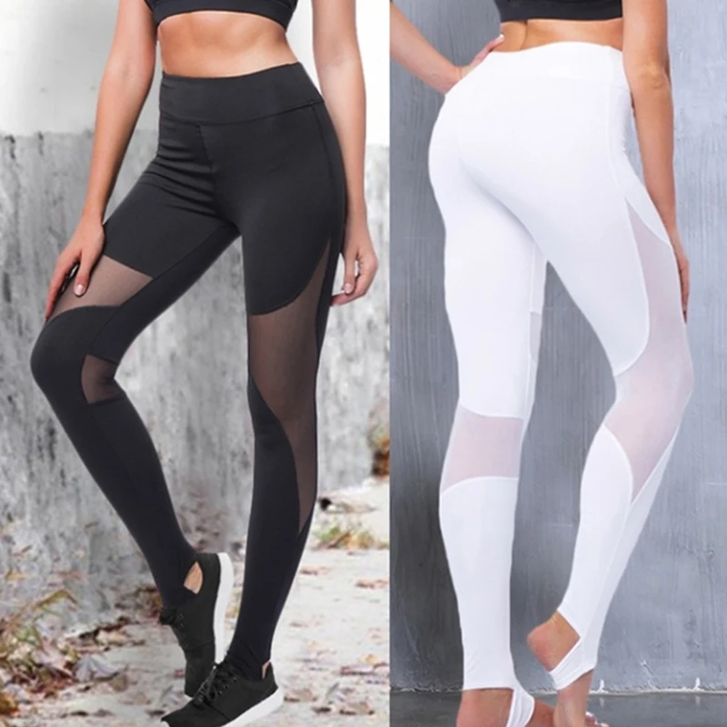 Fashion Casual Fitness Stitching Mesh Leggings For Female Women Step On The Foot Elasticity Workout Clothes High Quality Leggins | Женская