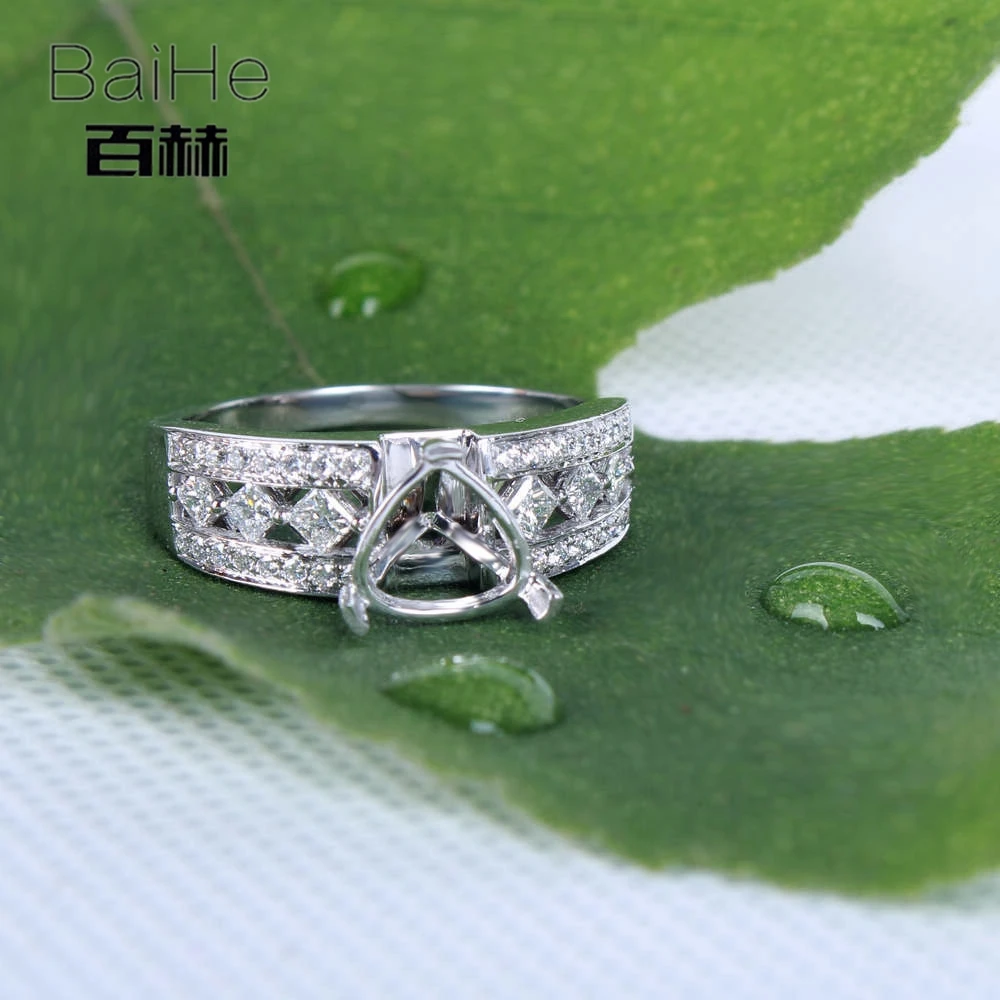 BAIHE однотонное 14K белое золото сертифицированное обручальное женское